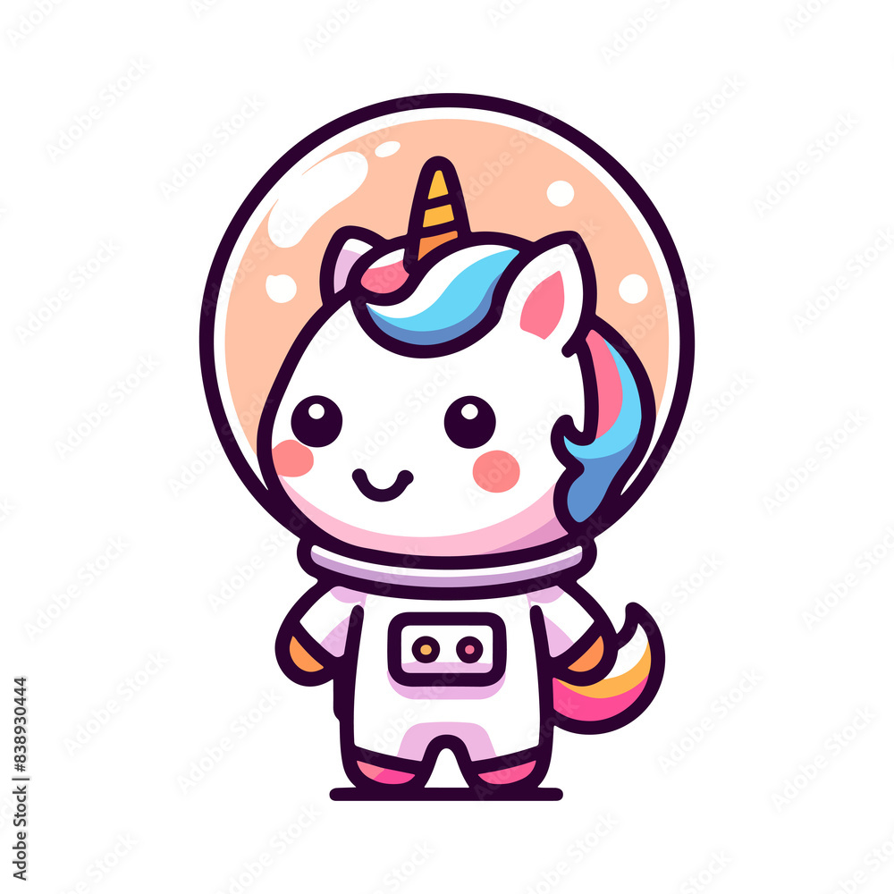 Naklejka premium cute unicorn astronaut icon character