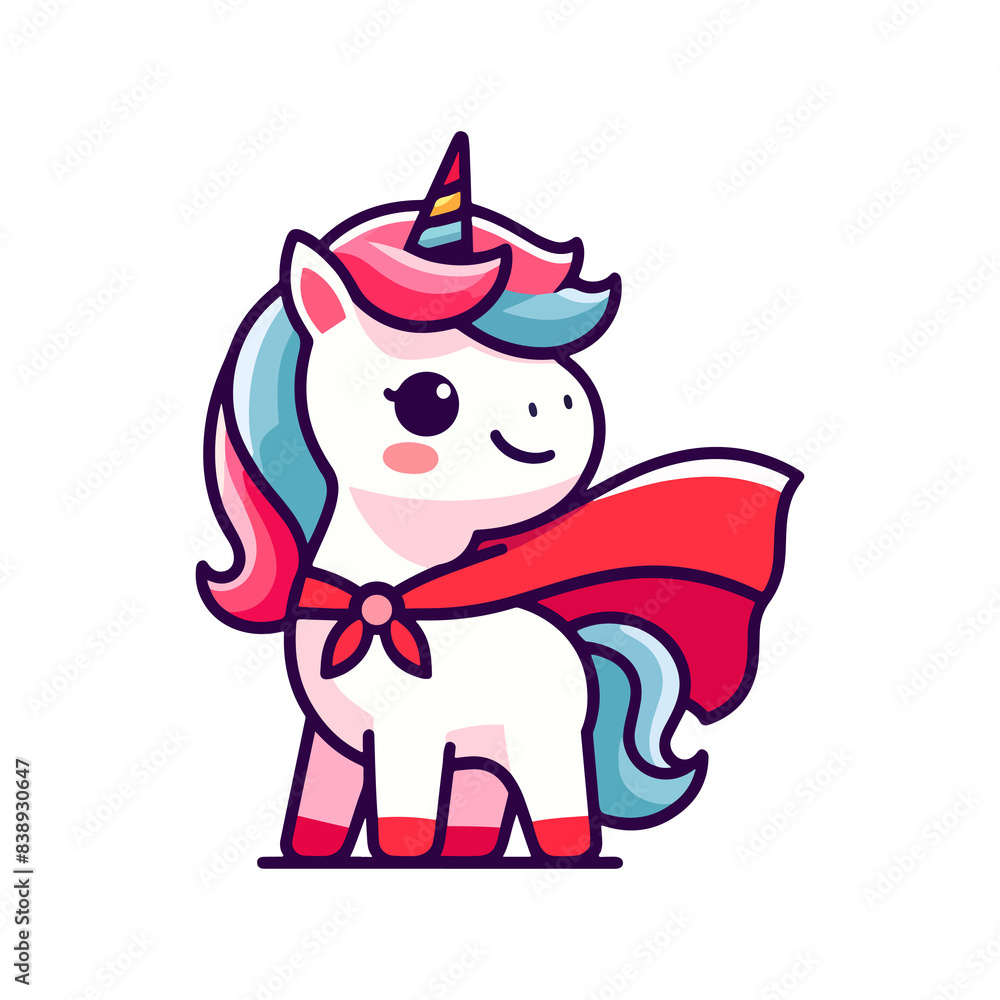 cute unicorn hero icon character
