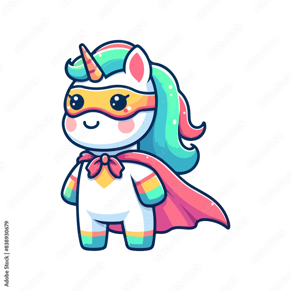 Obraz premium cute unicorn hero icon character