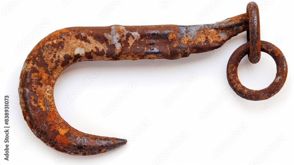 rusty old hook on isolated white background, Material work concept for designer rusty old hook on isolated white background, Material work concept for designer
