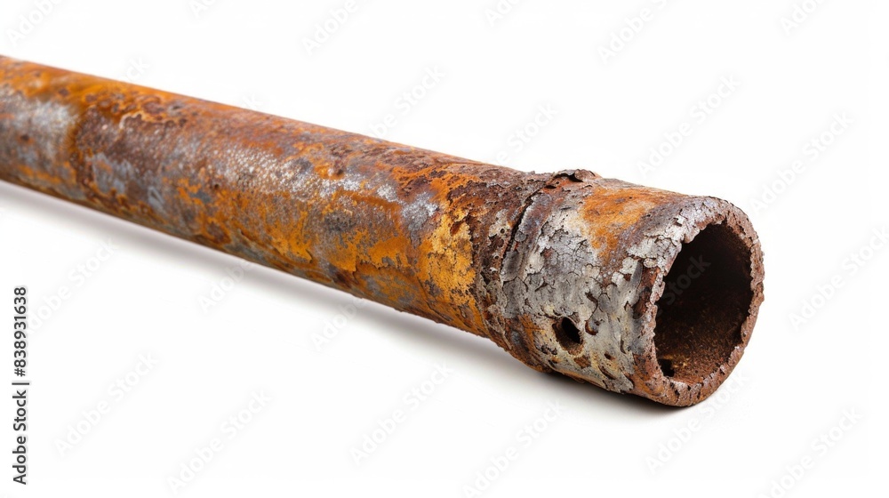 rusty metal pipe isolated on white background. rusty metal pipe isolated on white background.