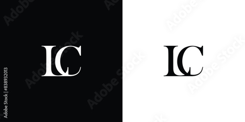 Abstract serif letter LC logo in black and white color for beauty and wedding design logo vector inspiration