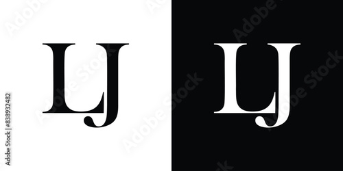 Abstract serif letter LJ logo in black and white color for beauty and wedding design logo vector inspiration