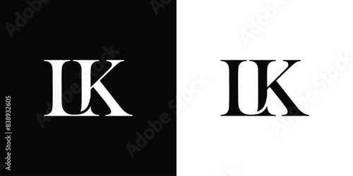 Abstract serif letter LK logo in black and white color for beauty and wedding design logo vector inspiration
