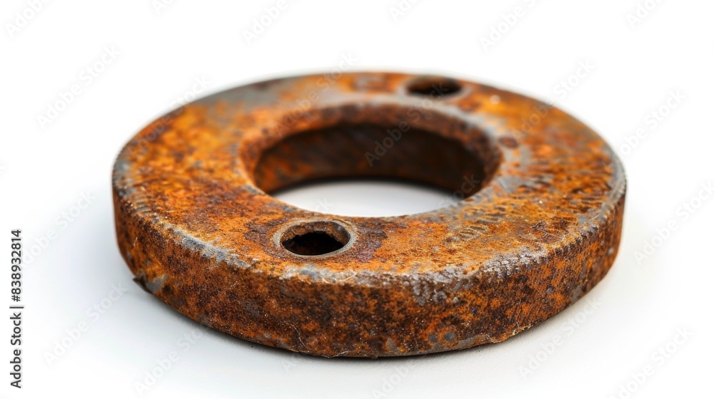 rusty old metal washer on isolated white background, Material work concept for designer rusty old metal washer on isolated white background, Material work concept for designer