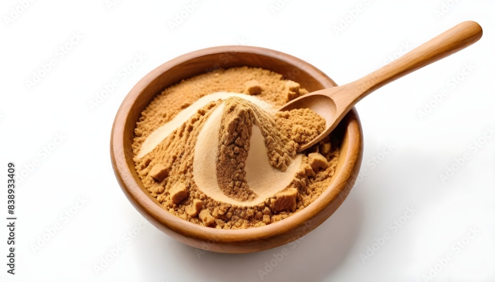 Brown sugar on bowl isolated on white Background Brown sugar on bowl isolated on white Background