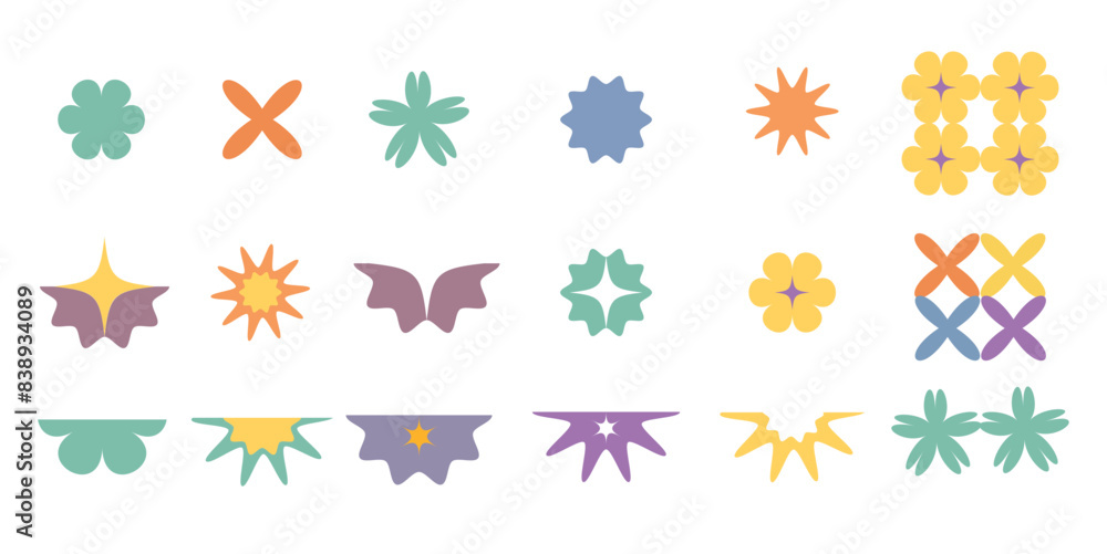 set of retro shape y2k. vector illustration set of retro shape y2k. vector illustration
