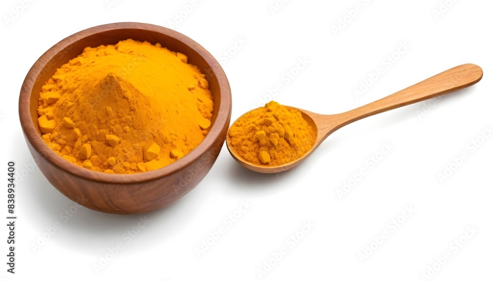 Tumeric on bowl isolated on white Background Generative Ai Tumeric on bowl isolated on white Background Generative Ai