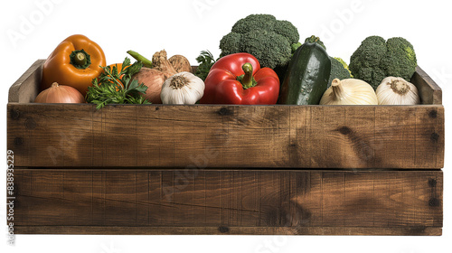 A crate holding assorted fresh veggies photo