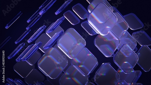 Conception Dark background design, cube square abstract geometric blocks, 3d render