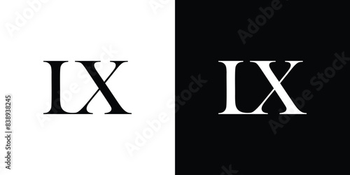 Abstract serif letter LX logo in black and white color for beauty and wedding design logo vector inspiration