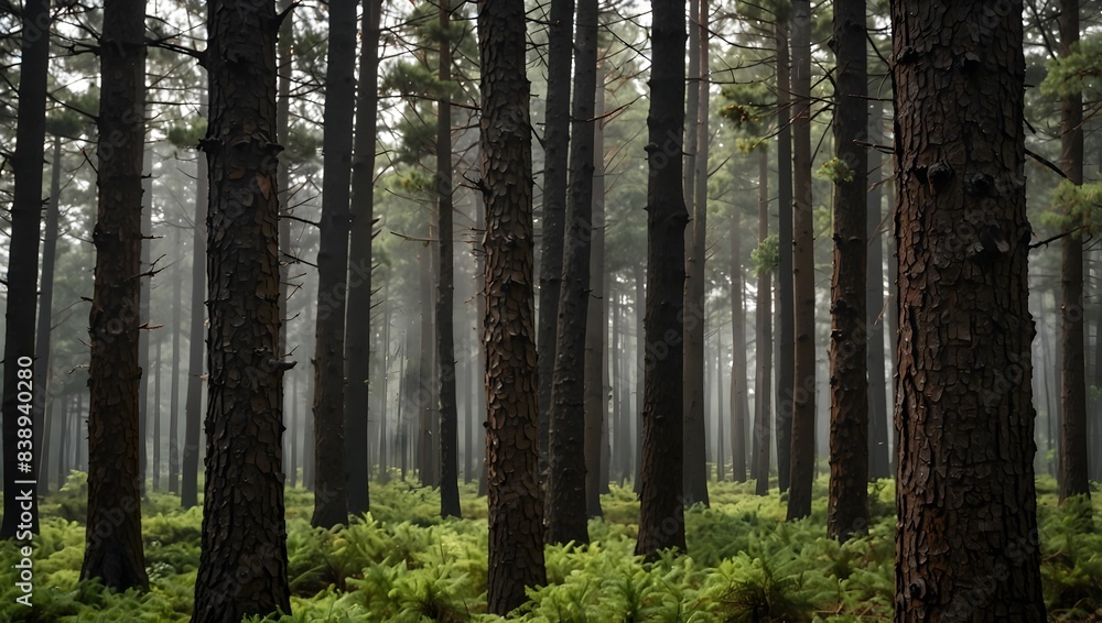 Fototapeta premium The scent of pine mingling with earthy fragrances in the vast forest expanse ai_generated