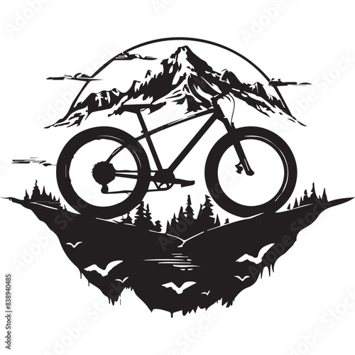 Cyclist riding mountain bike  Vector illustration