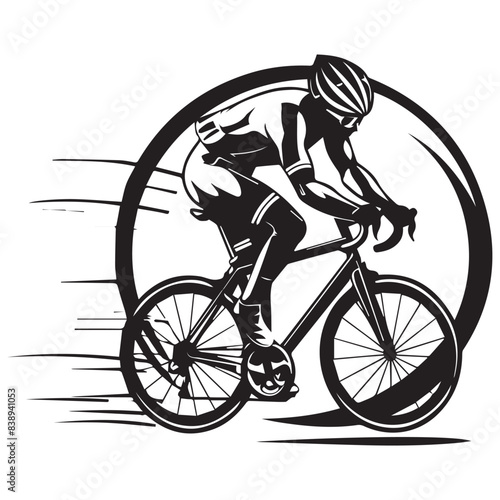 Cyclist riding mountain bike  Vector illustration