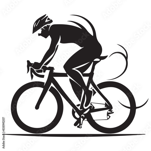 Cyclist riding mountain bike  Vector illustration