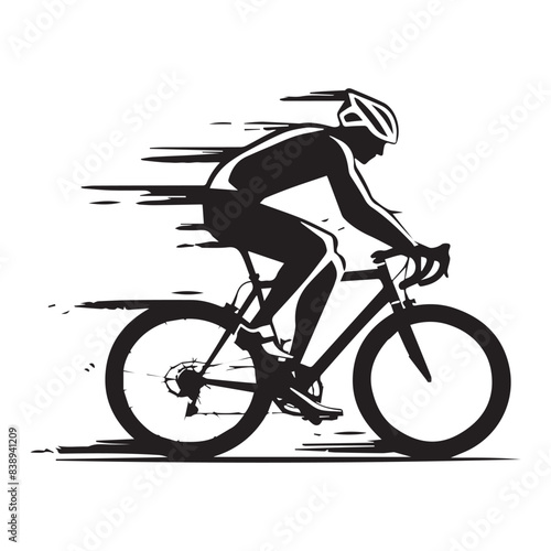 Cyclist riding mountain bike  Vector illustration