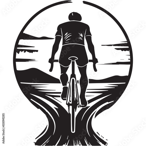 Cyclist riding mountain bike  Vector illustration