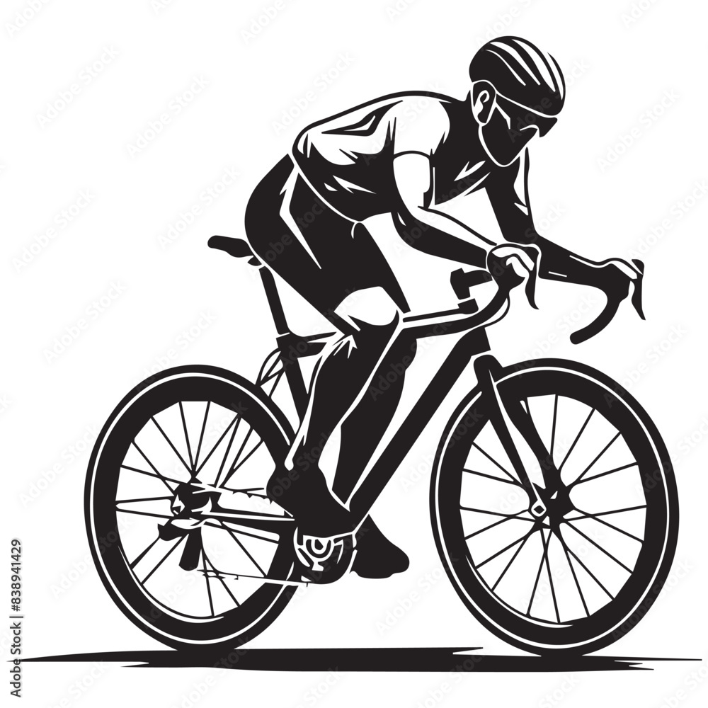 Fototapeta premium Cyclist riding mountain bike Vector illustration