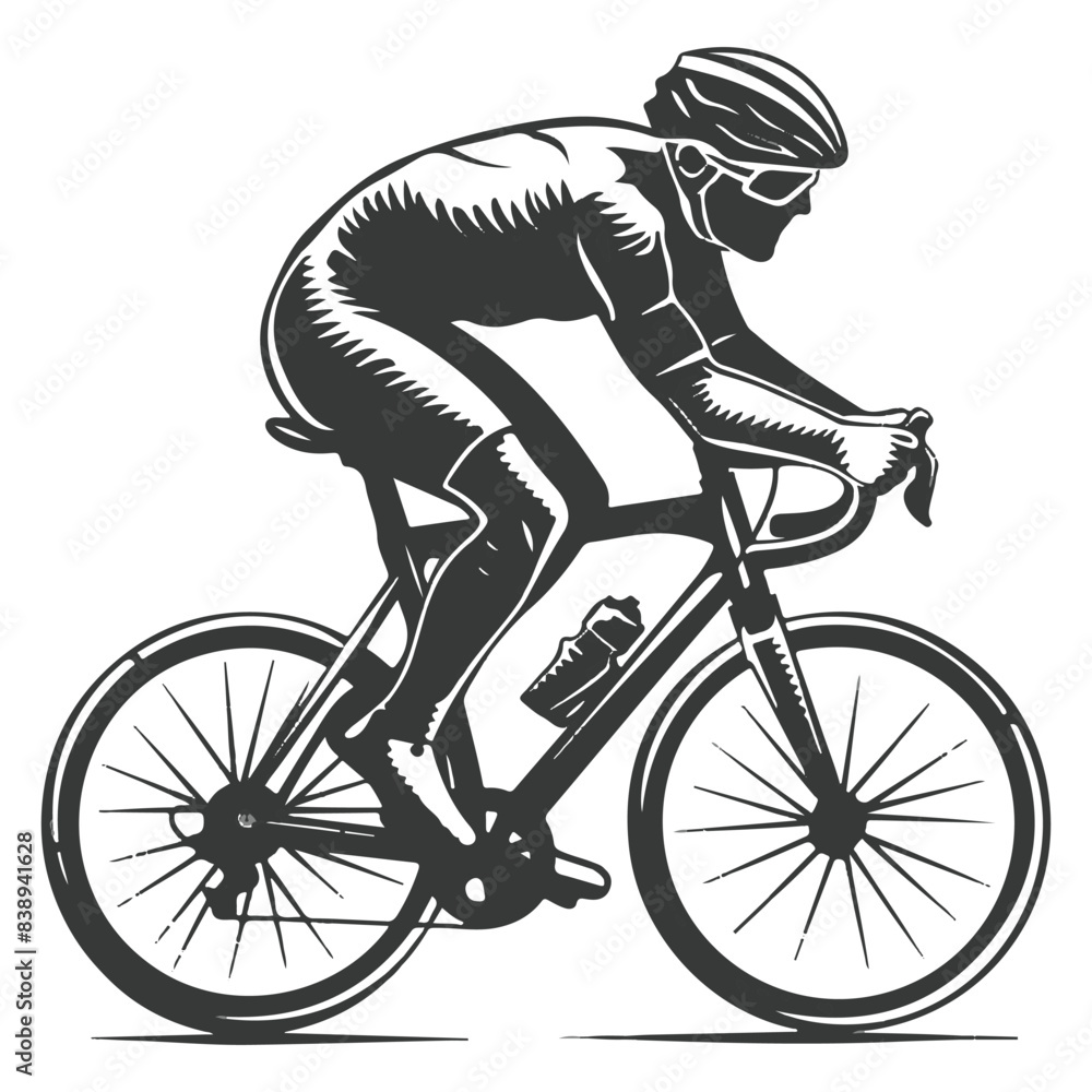 Naklejka premium Cyclist riding mountain bike Vector illustration