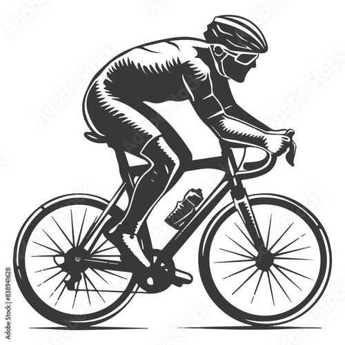 Cyclist riding mountain bike  Vector illustration