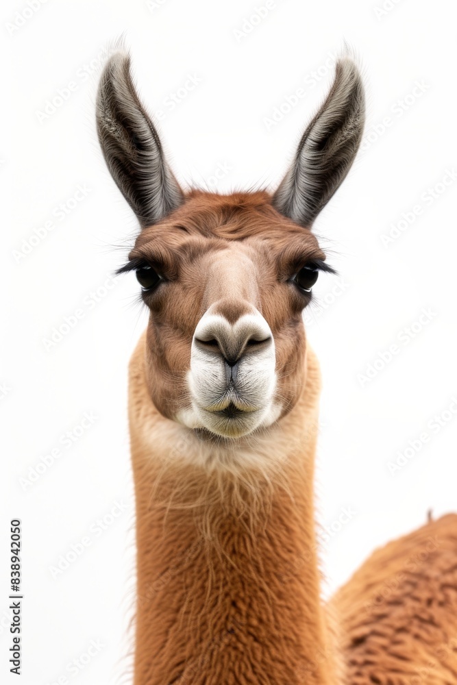 Obraz premium the Llama with copy space on right Isolated on white background