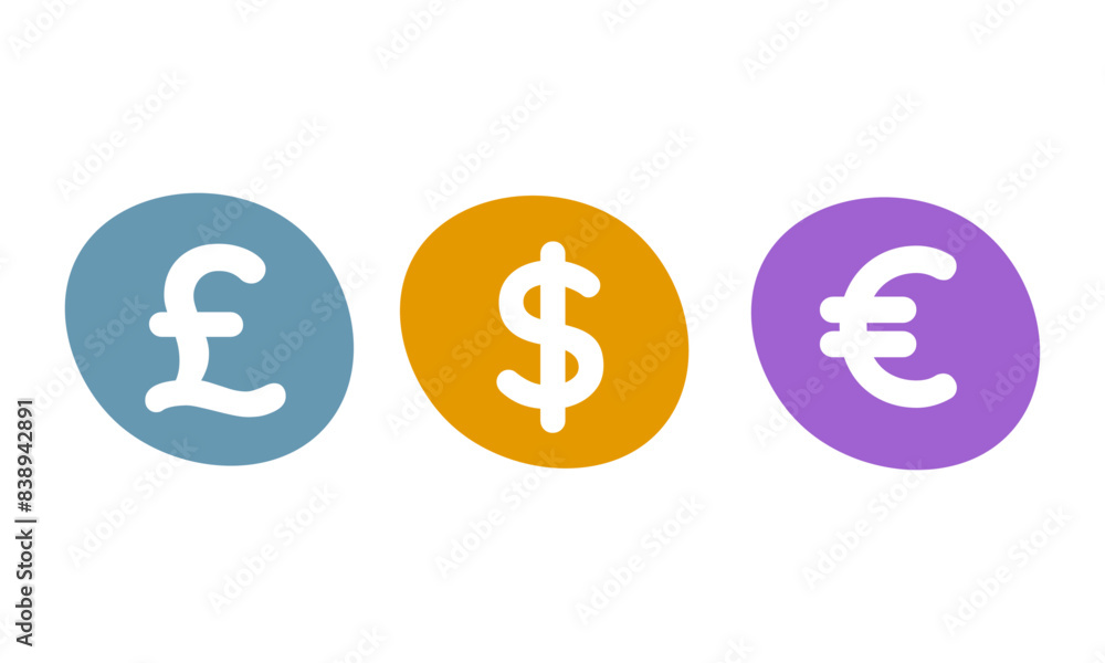 Set of currency coins icon isolated on white Set of currency coins icon isolated on white