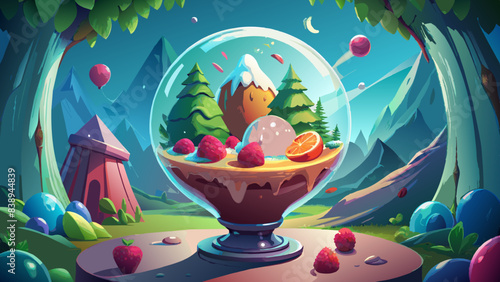 Enchanting Forest Inside Whimsical Glass Globe Surrounded by Nature