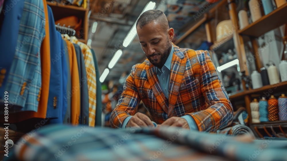 Tailor Sews Customer Clothes Tailor Sews Customer Clothes
