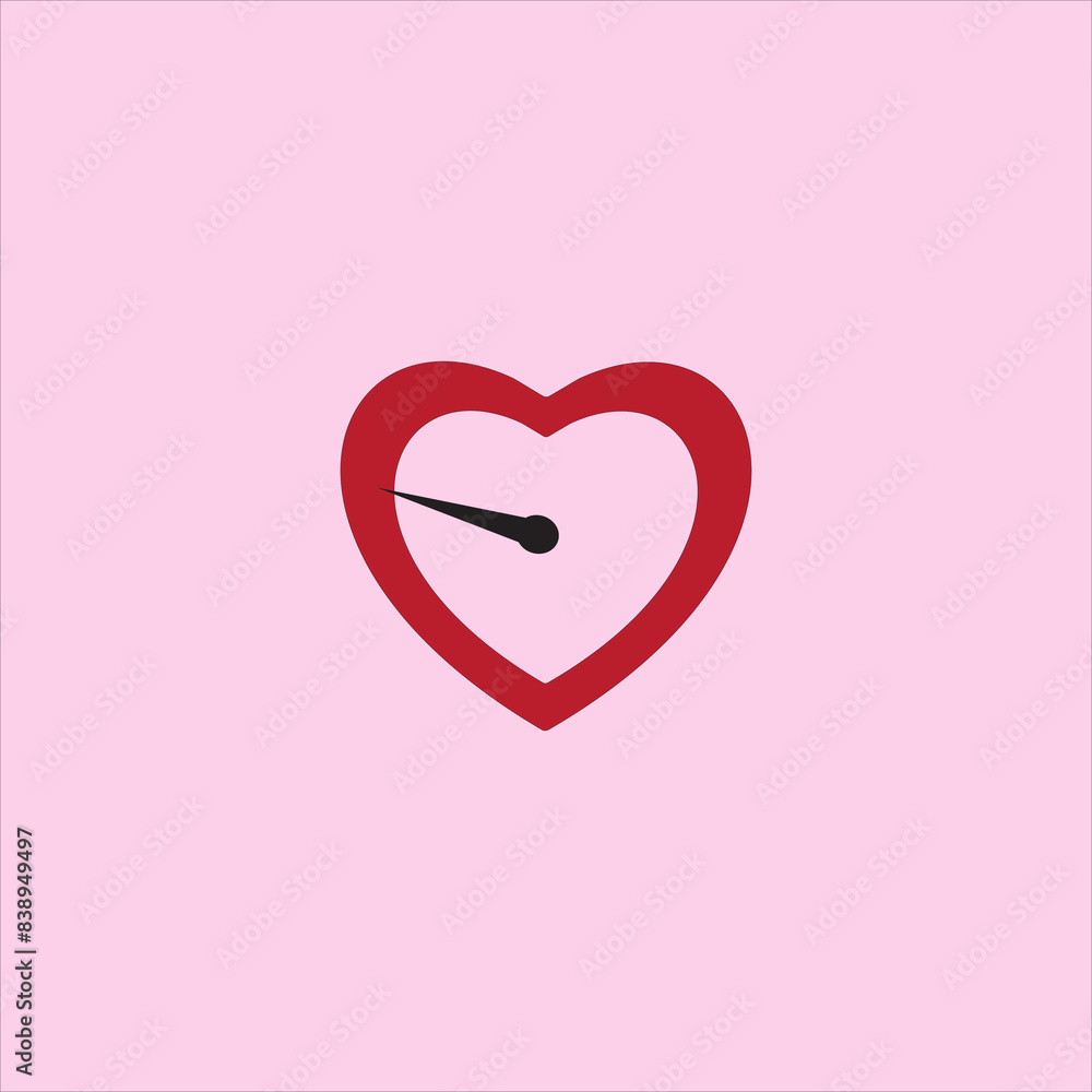 Heart shape clock vector illustration on pink background. Time management concept Heart shape clock vector illustration on pink background. Time management concept