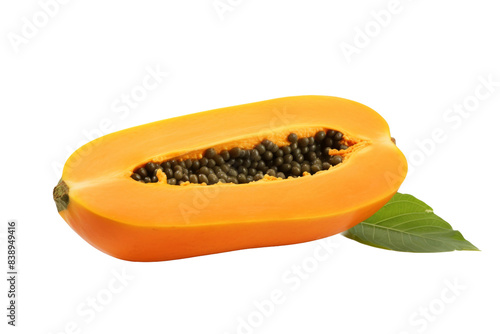 Sliced Papaya Dreamscape on a White or Clear Surface PNG Transparent Background..