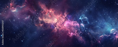 Colorful nebula in outer space with stars, cosmic clouds. Astronomy and space exploration concept