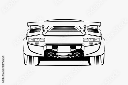 Hand drawn car outline vector image. Vehicle art.