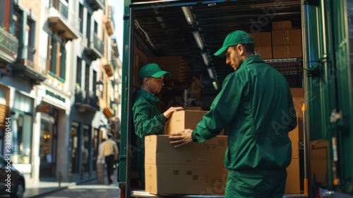 The workers loading packages
