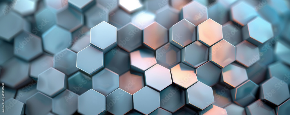 Abstract geometric background with 3d hexagonal shapes, gradient colors, futuristic design concept Abstract geometric background with 3d hexagonal shapes, gradient colors, futuristic design concept