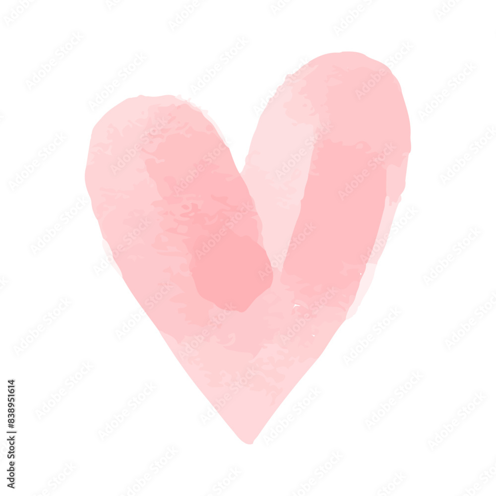 Hand painted watercolour heart design on white