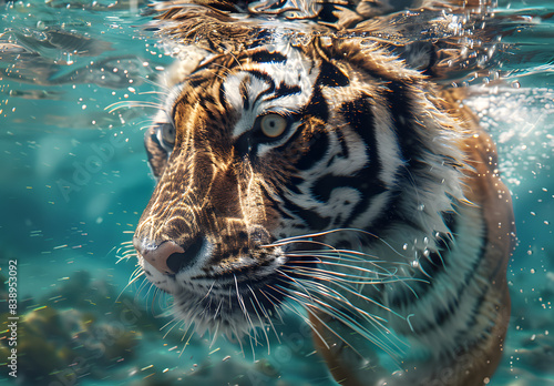 A tiger underwater