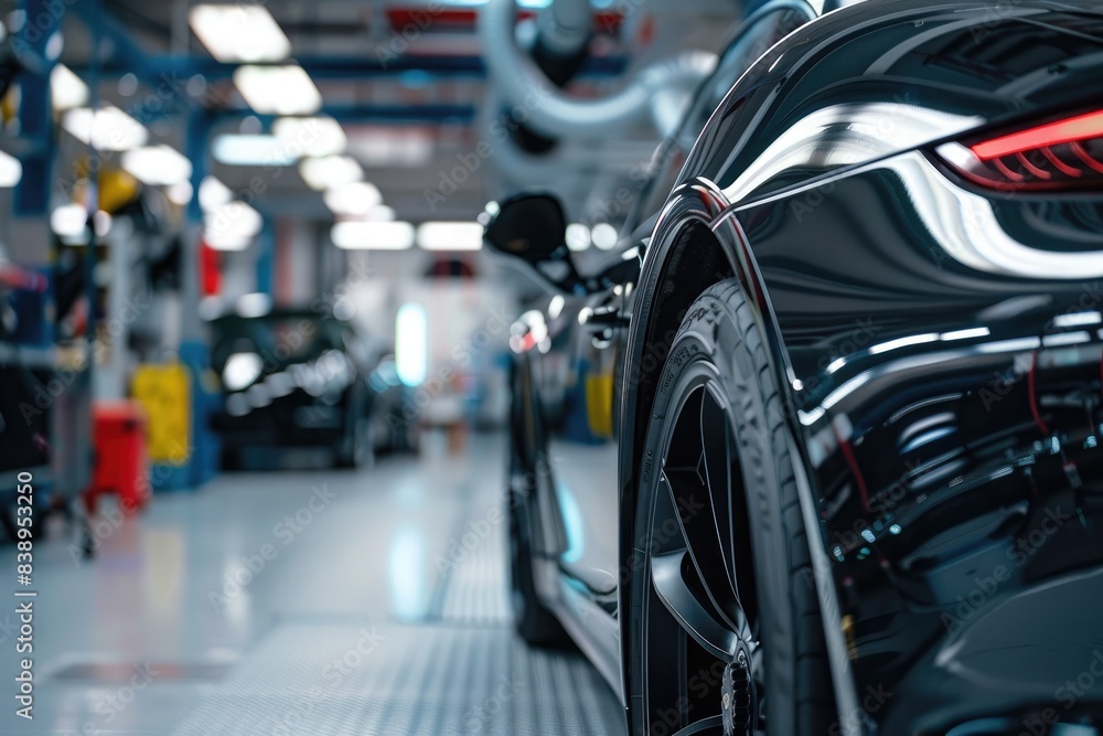 Close-up of a car repair service technician in a car repair station Close-up of a car repair service technician in a car repair station