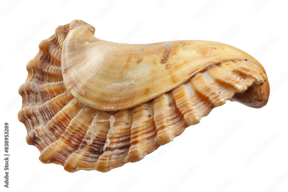 A shell with a brown and white pattern A shell with a brown and white pattern