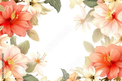 Floral border  Greeting card with flowers  can be used as invitation card for wedding  birthday and other holiday and summer background