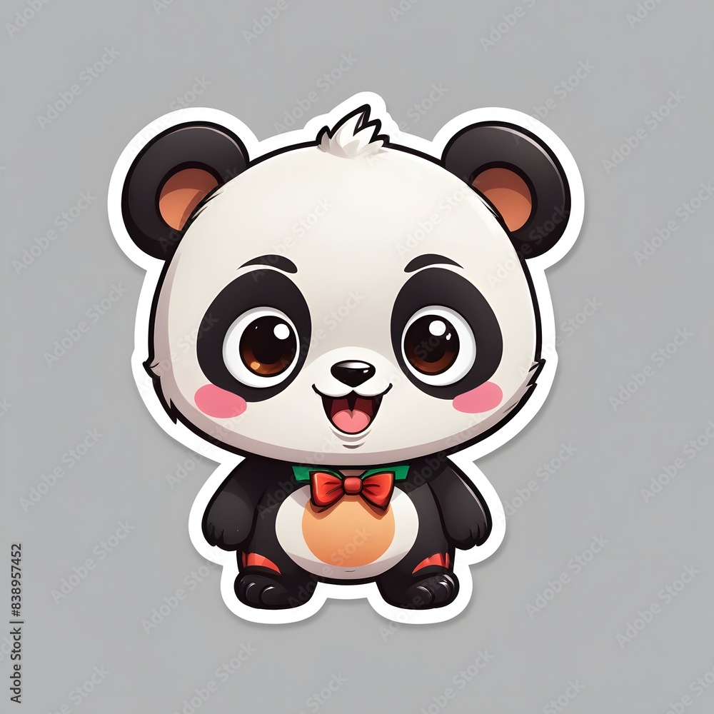 a close up of a panda bear with a bow on its neck a close up of a panda bear with a bow on its neck