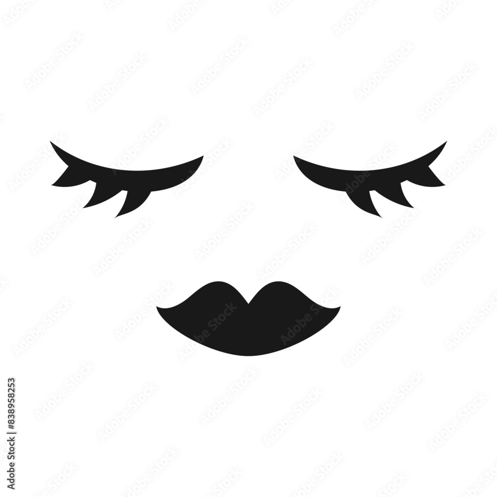Hand drawn closed eyes cartoon illustration Hand drawn closed eyes cartoon illustration