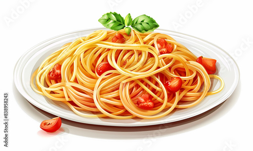 Traditional Spaghetti with Fresh Basil and Tomato Sauce