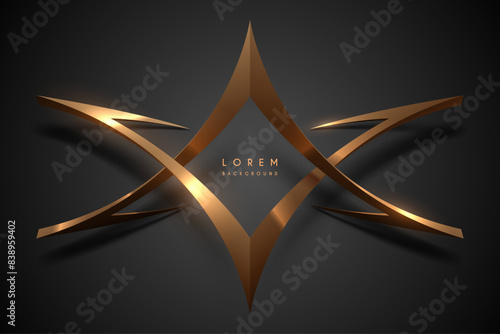 Abstract golden geometric shapes on black background