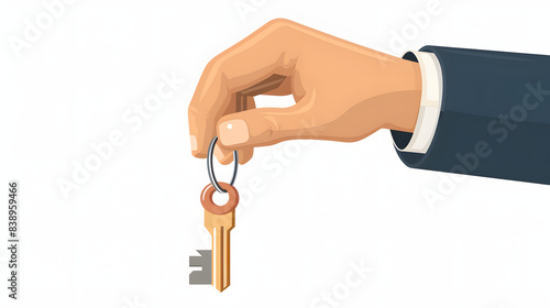 png hand holding key mockup real estate agent isolated on white background, png