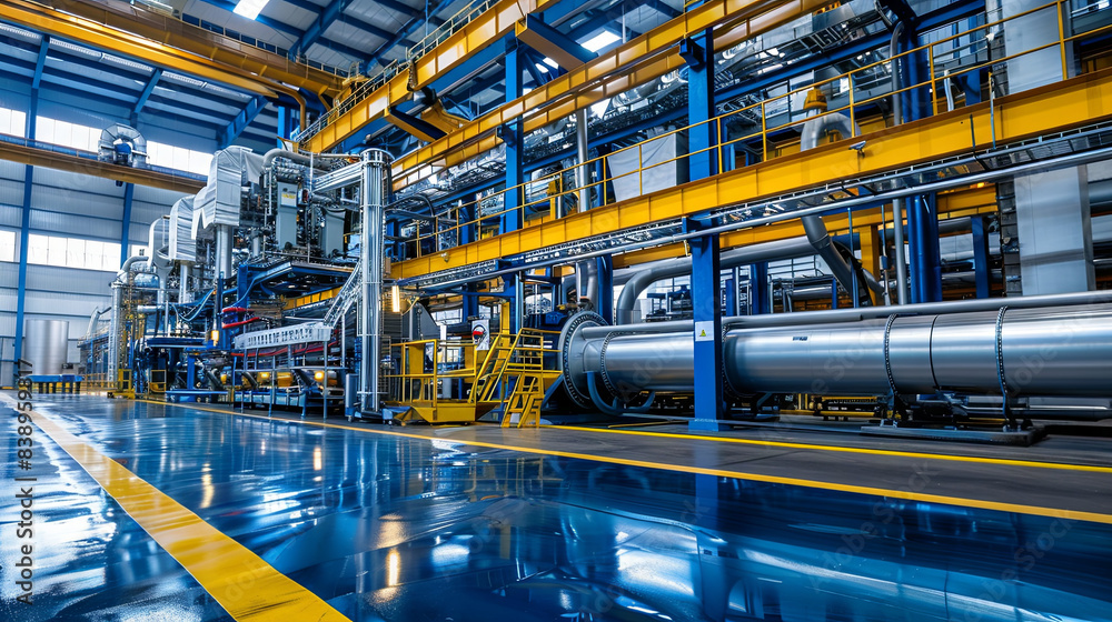 Manufacturing backdrop featuring equipment used in the fiberglass production industry Manufacturing backdrop featuring equipment used in the fiberglass production industry