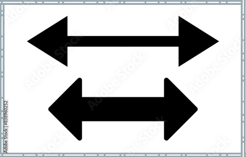 Two arrows in a line isolated on white background. Arrows with heads on both sides. Vector eps.
