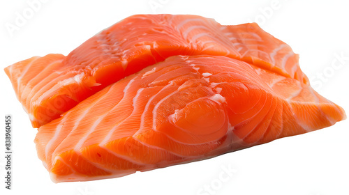 fresh salmon fillet slice isolated, raw norwegian red fish, trout meat piece on white isolated on white background, isometry, png