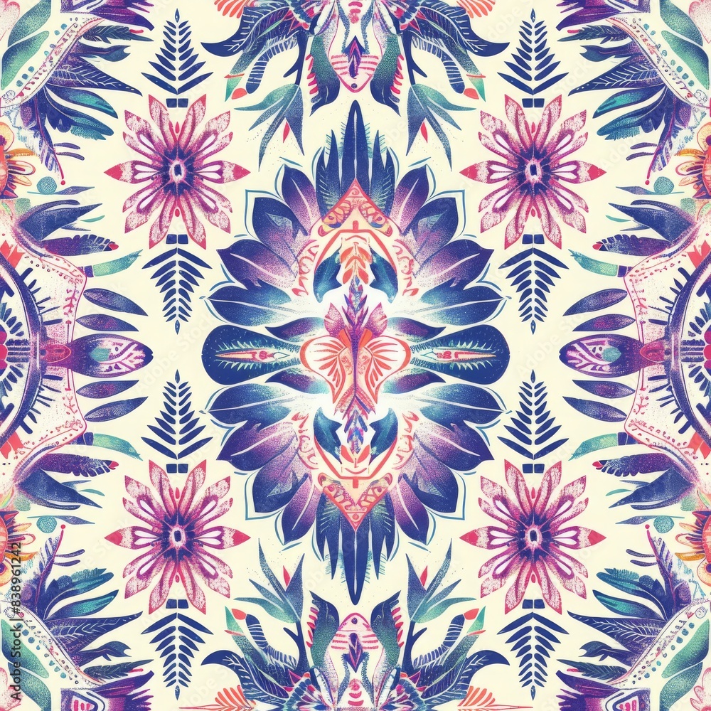 bohemian geometrik and floral seamless pattren bohemian geometrik and floral seamless pattren