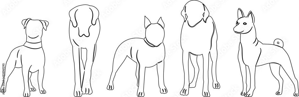 dogs stand outline sketch vector dogs stand outline sketch vector
