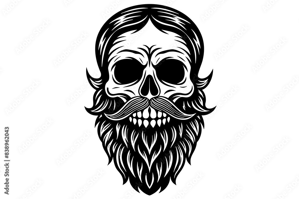 great beard in a skull silhouette vector illustration great beard in a skull silhouette vector illustration